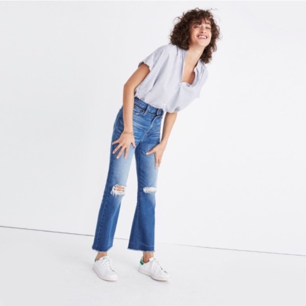 Madewell 30 Retro Crop Ripped Knees High Rise Jean - Picture 2 of 8